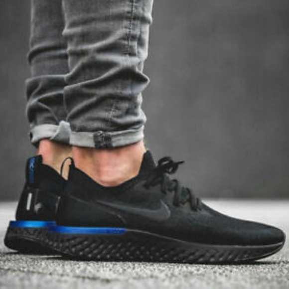 nike epic react flyknit mens black blue